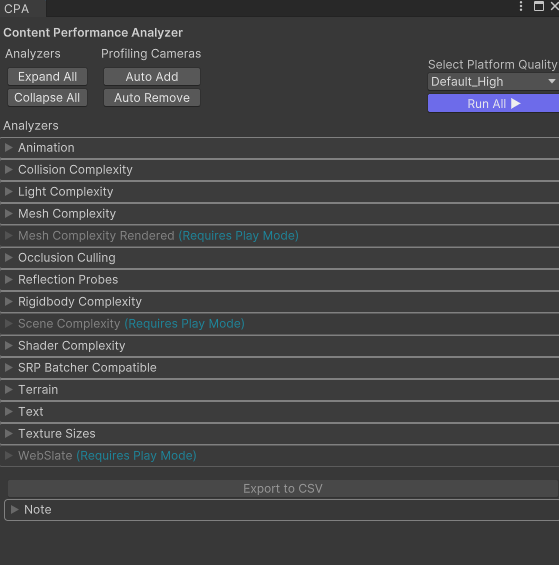 A screenshot of the main screen of the Content Performance Analyzer.