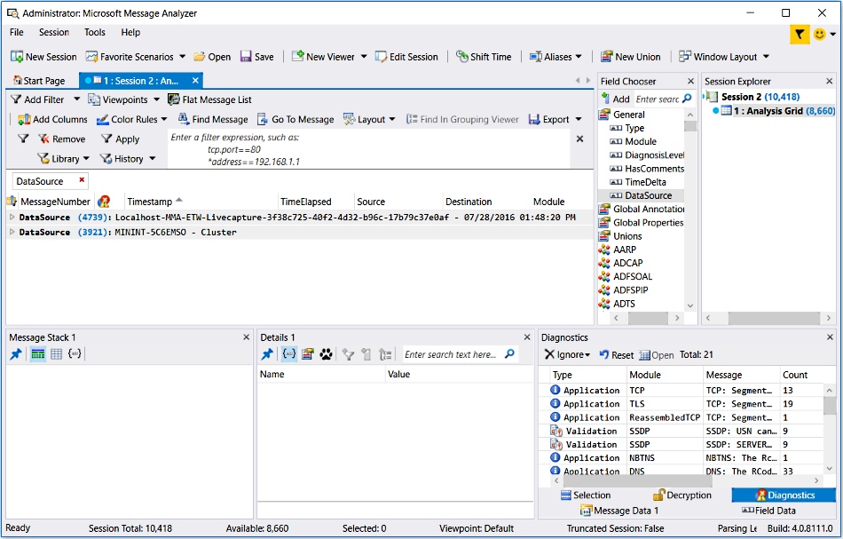 Data Source Groups in the Analysis Grid