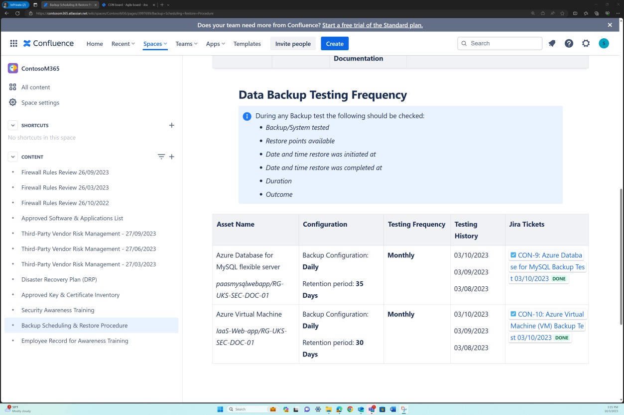 Confluence backup and restore settings.