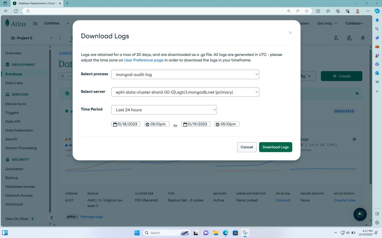 MongoDB Cloud database page.