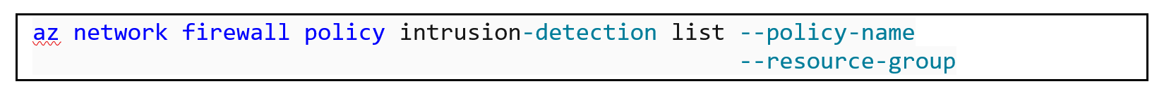 image shows how to list all intrusion detection configuration using CLI