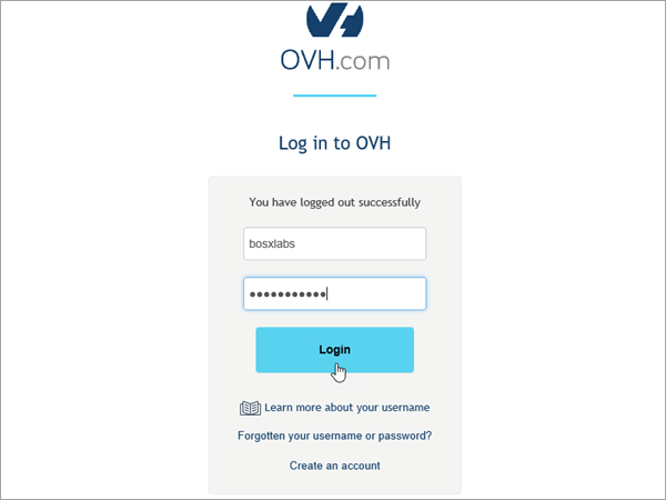 OVH login.