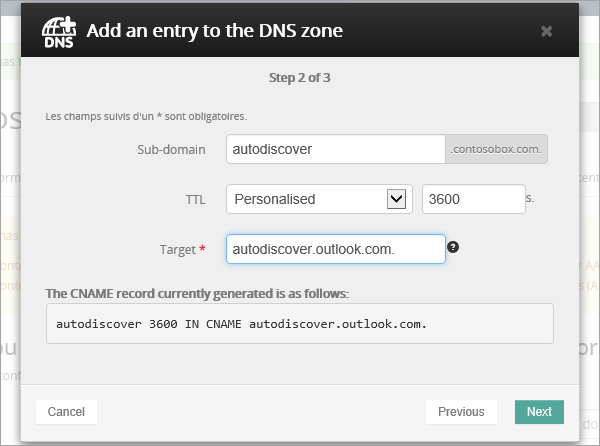 OVH CNAME record.