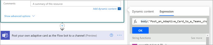 Screenshot in Power Automate showing an expression formula.