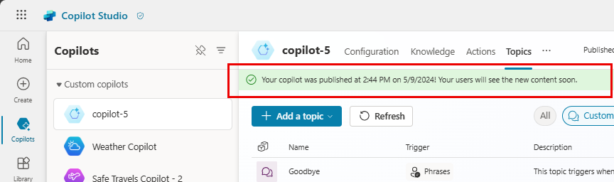 Publish your copilot.