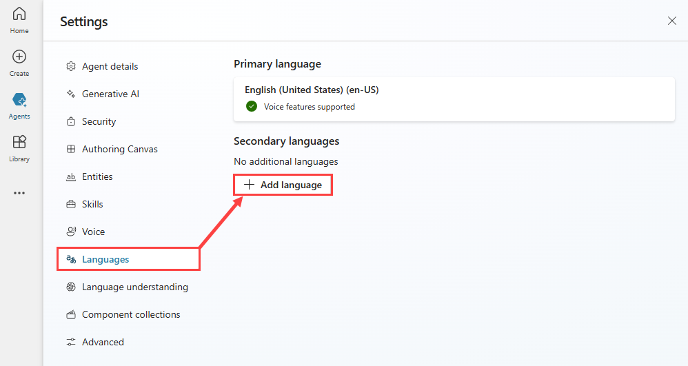 Setting up a multilingual agent.