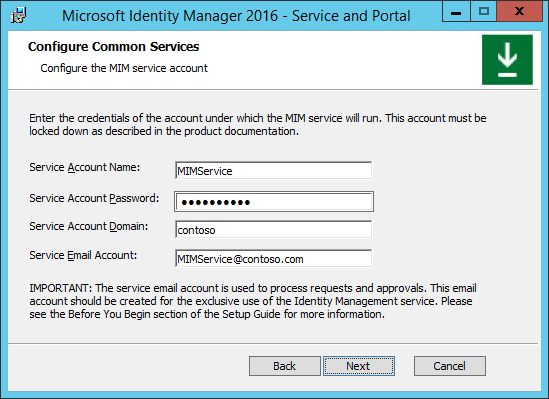 Configure the MIM service account image