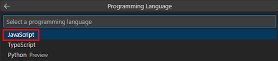 Screenshot shows the option to select the programming language.