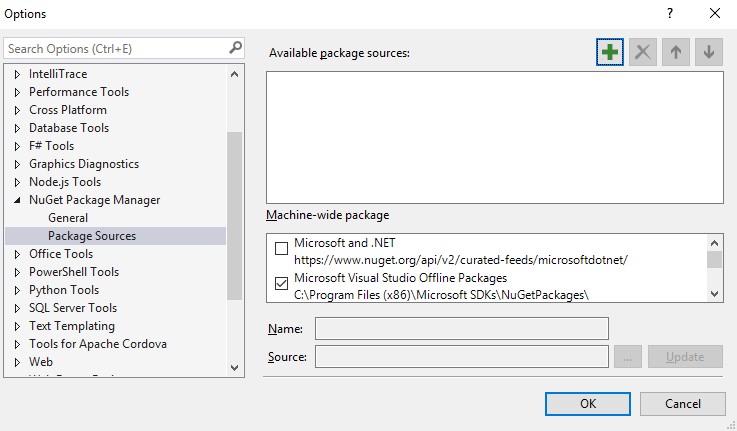 NuGet config with no sources