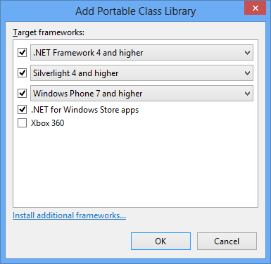 Portable library creation dialog