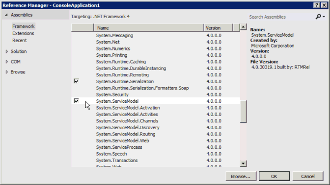 Adding references for WCF