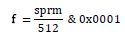 Equation for F Spec. Fspec = SPRM over 512 AND 0x0001