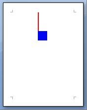 The shape is vertically positioned relative to the margins of the page. The shape is vertically centered 1 third of the way down the page from the top margin.