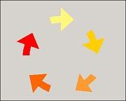 Fire cycle stye. Colored arrows forming a clockwise circle. Yellow blends into orange blends into red