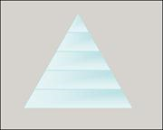 Gradient stacked style. Gradient colored  triangle  pointing up, divided horizontally into 5 stacks