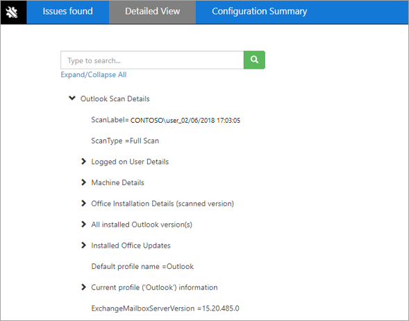 Whole scan report and the three tabs.