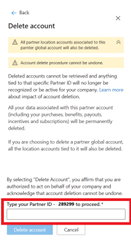 Screenshot of delete account confirmation.