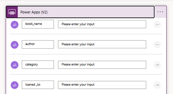 Screenshot that shows the Power Automate input.