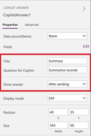 Answer control properties