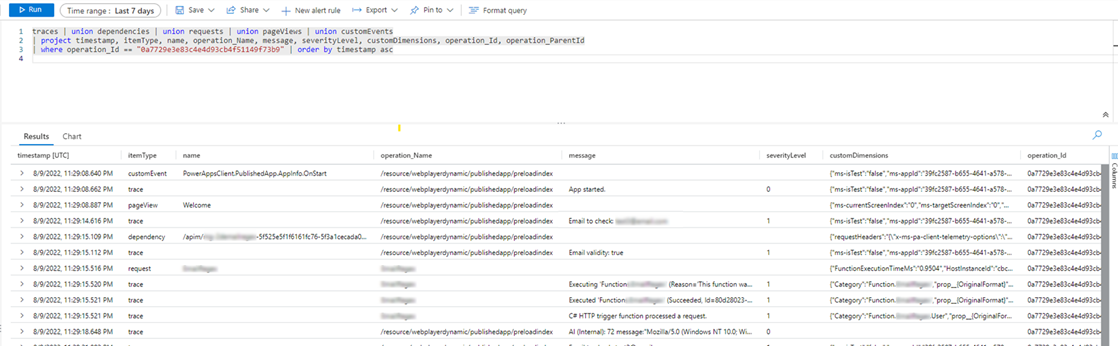 Sample output for the earlier example query.