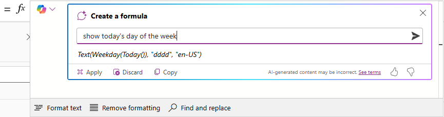 Screenshot of the Ceate a Formula functionality showing recommended formula.