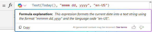 Screenshot of Copilot's explanation of a formula.