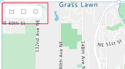 A screenshot of a map control in a canvas app, with the drawing panel highlighted.
