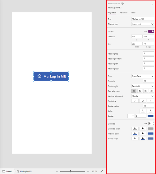 Markup in MR control properties.