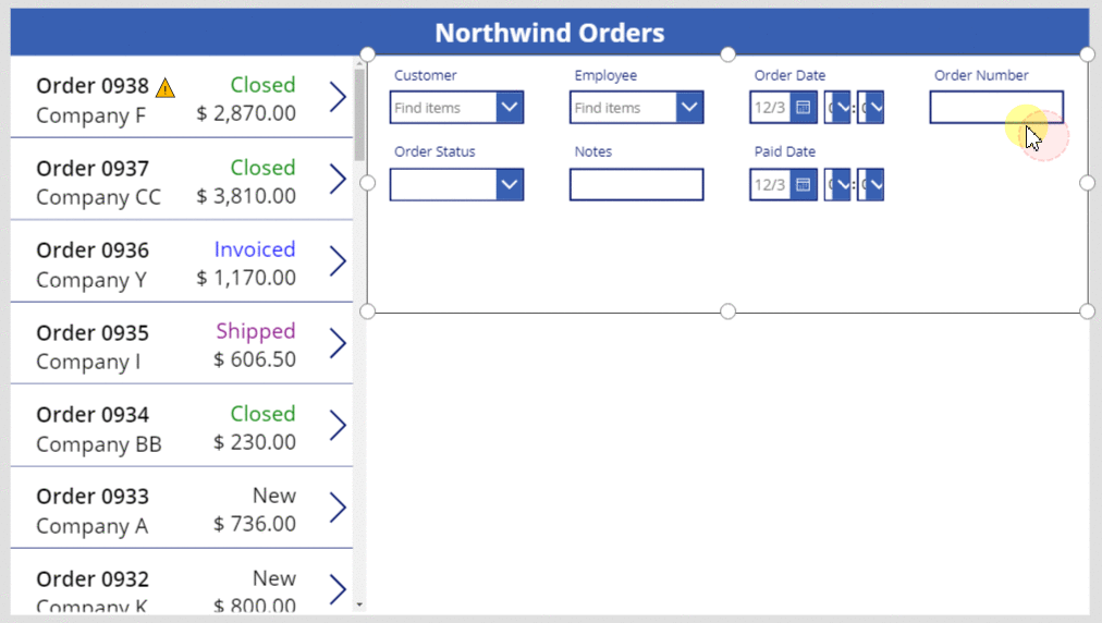 Move and resize fields.