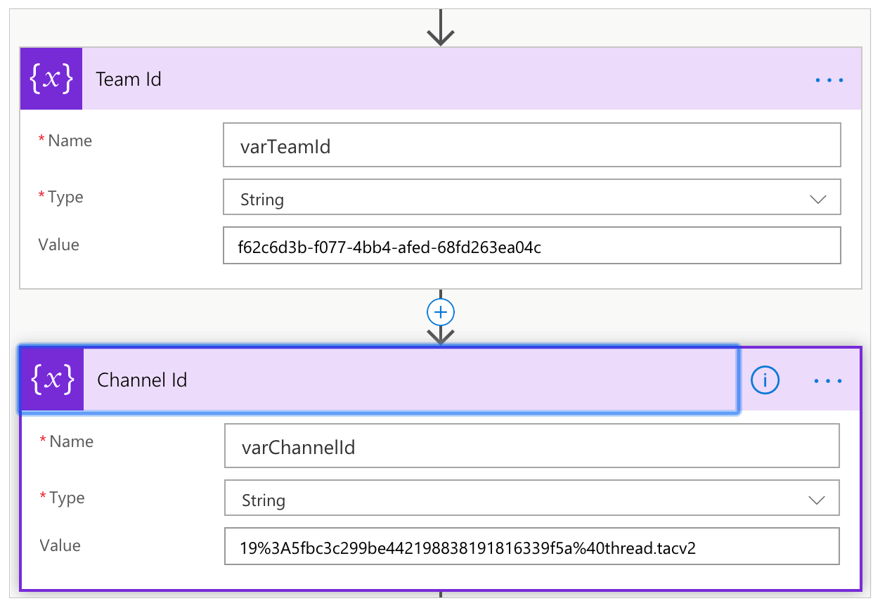 Set Team and Channel IDs.