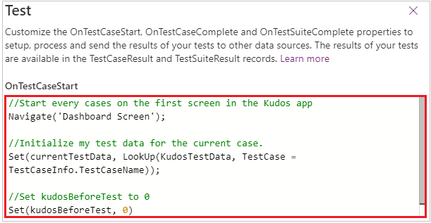 OnTestCaseStart example.