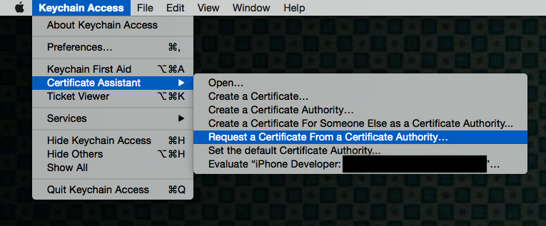 Request a certificate from a CA.