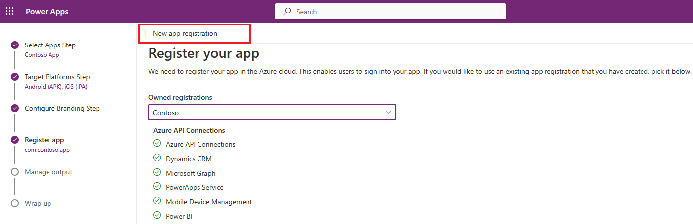 Create a new app registration.