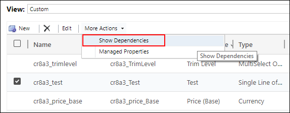 Show dependencies for column.