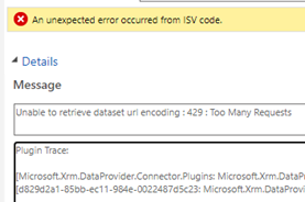 table creation failed due to 429 error