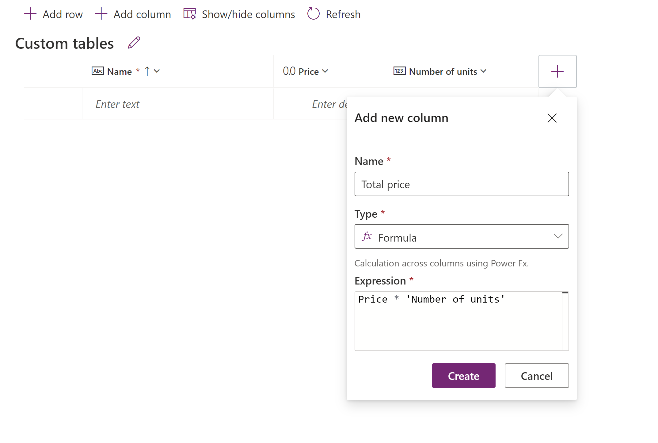 Create a formula column