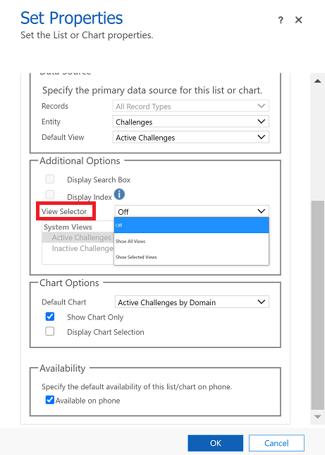 Edit view selector.