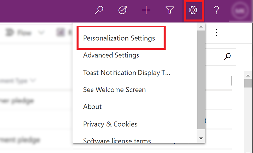 Personalization settings.