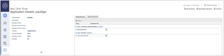 Screenshot of CyberArk application.