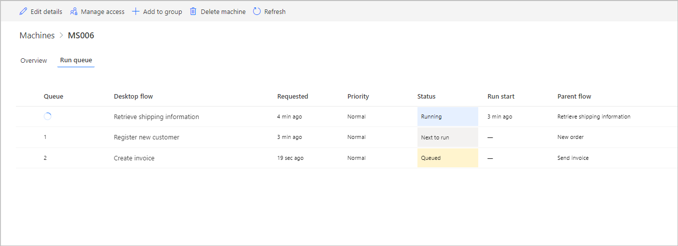 Screenshot of a list of desktop flows on gateways.