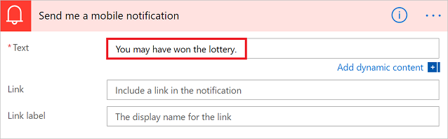 Screenshot that displays the details of a notification.