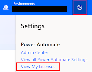 Screenshot of the 'View My Licenses' option in the 'Settings' menu.