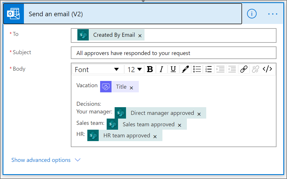 A screenshot of the filled out flow details.