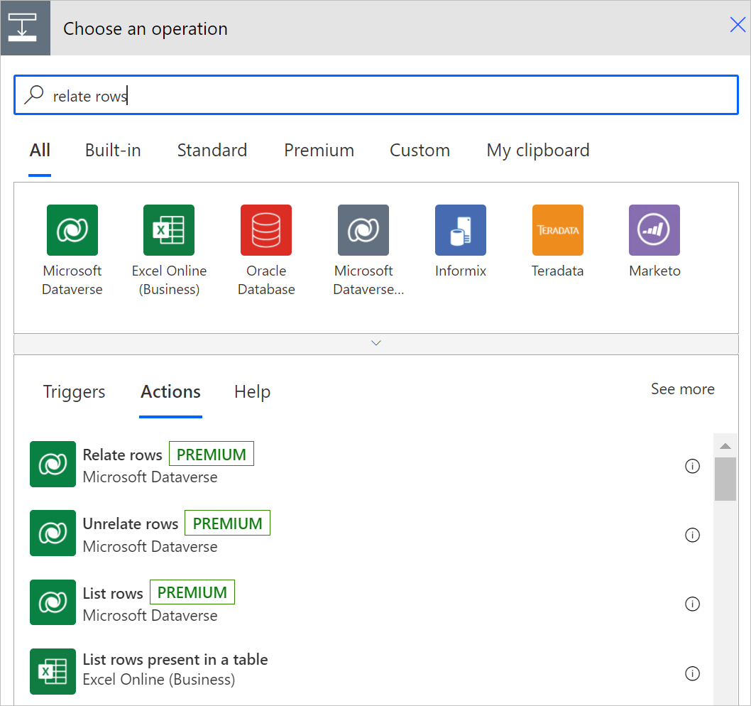 Filter to relate rows actions.