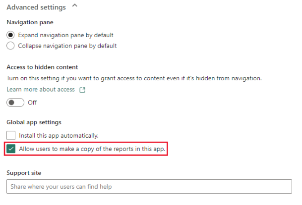 Screenshot of save a copy checkbox in Setup tab.