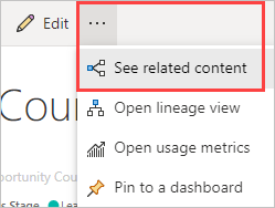 Screenshot shows See related content under More options.