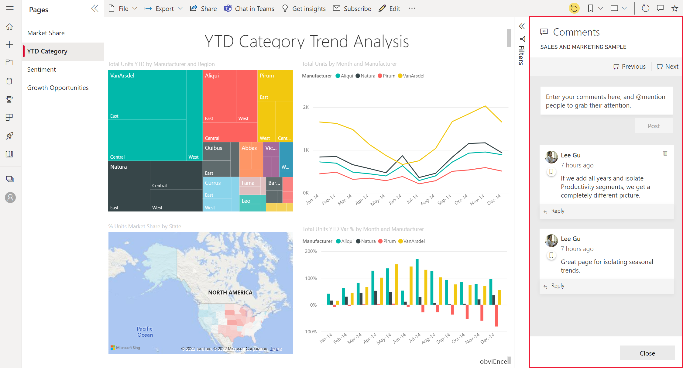 Screenshot showing a dashboard with the Comments section outlined.