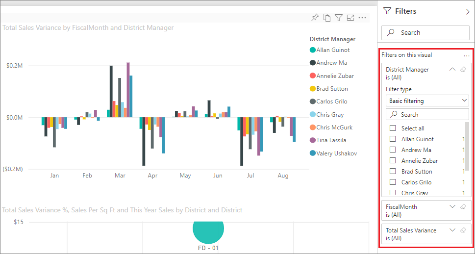 Screenshot of a visual, highlighting the options for filters in Reading view.