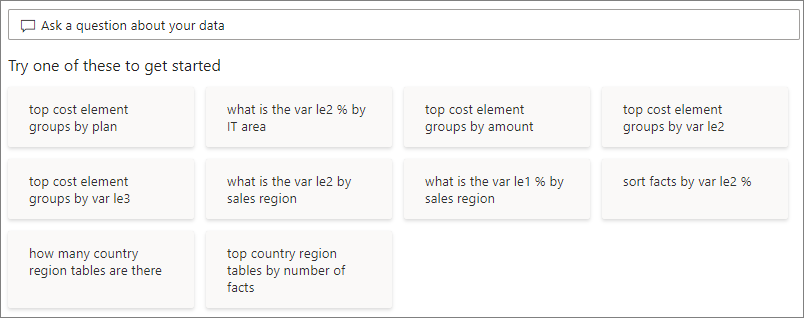 Screenshot that shows selecting Top cost element groups by plan.