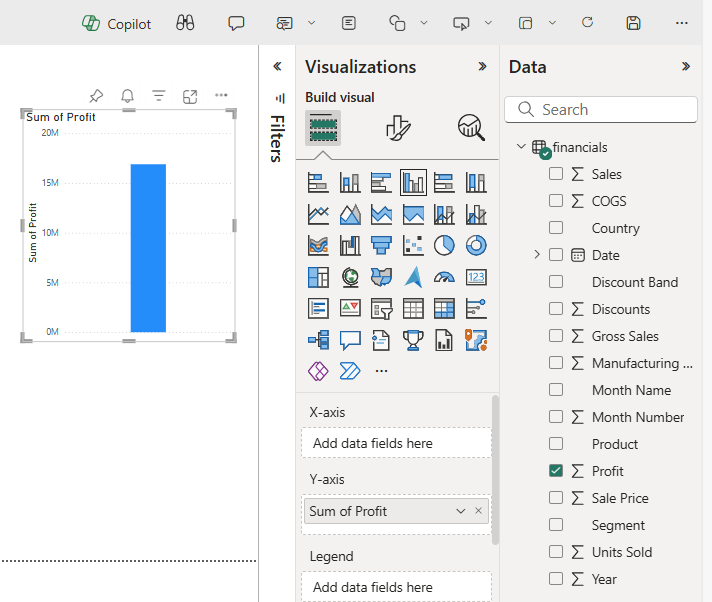 Screenshot of a column chart with one column.